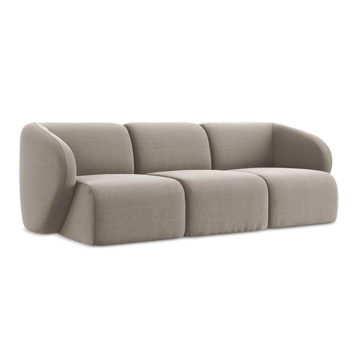 3-SITZER SOFA Samt Stoff Grau - Taupe/Schwarz, Holzwerkstoff/Kunststoff (244/75/94cm) - LaMiaSofa