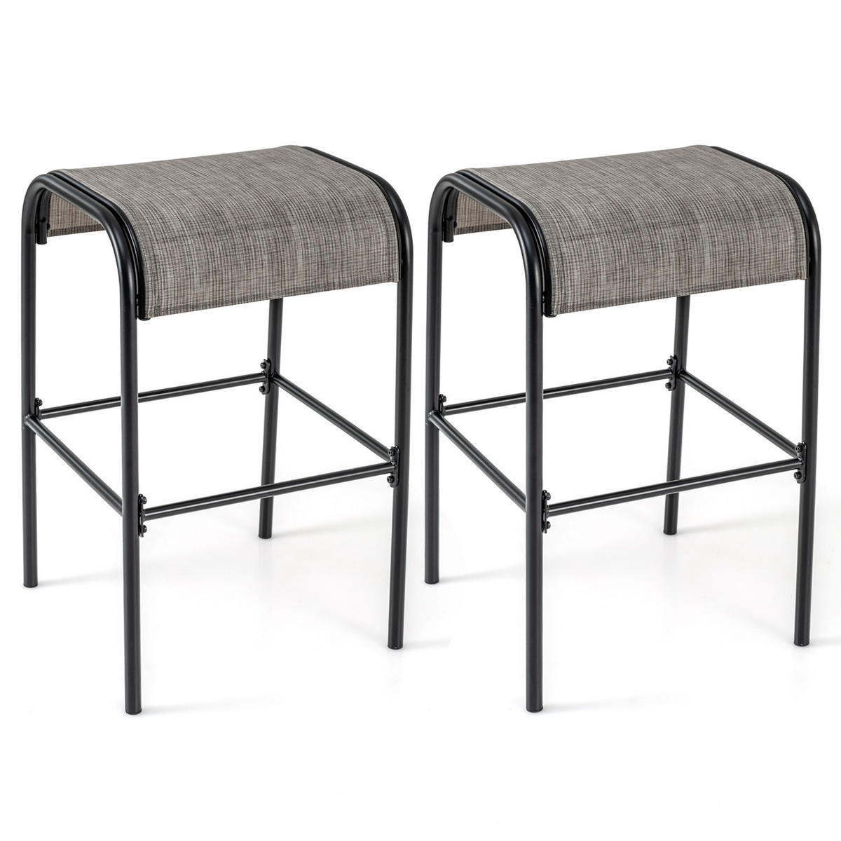 BARHOCKER Kaffee(2er-Set) - Braun, Metall (47/76/47cm) - COSTWAY