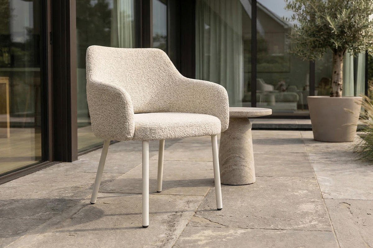 GARTENSTUHL AMUR Cremeweiß SOLENZO Flachgewebe (1er-Set) - Creme, Textil (62/80/62cm) - KAWOLA