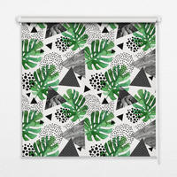 VNÚTORNÁ roleta - okenná roleta - roleta - 130x140 cm - Listy Trojuholníky Bodky - zelená, plast (130/140/0.5cm) - TULUP