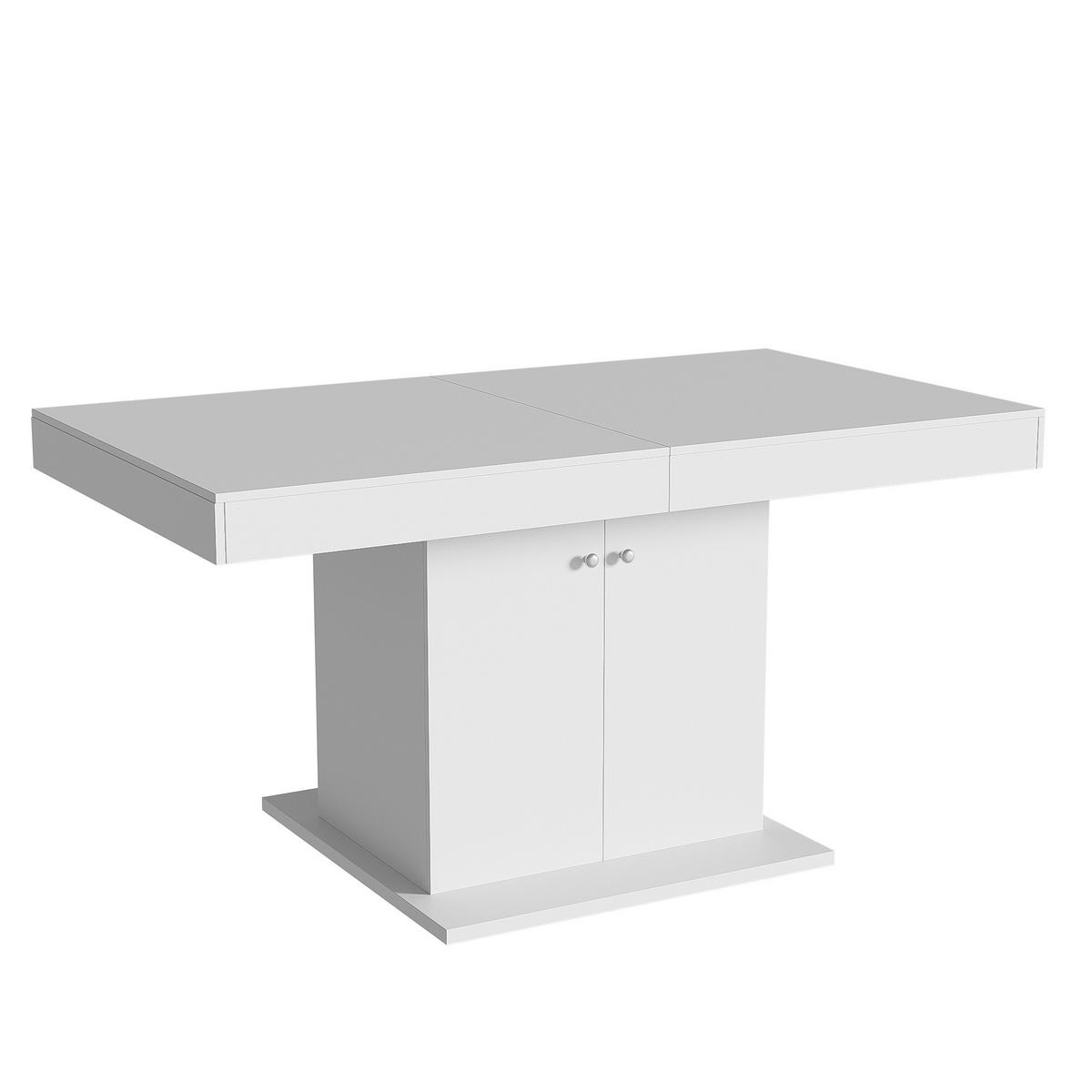 ESSTISCH 140/180/76 cm weiß mit Stauraum und automatischer Erweiterungsfunktion - Weiß, Holzwerkstoff (180/140/76cm) - OKWISH