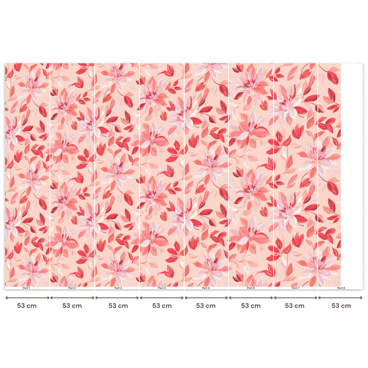 TAPETE - Botanisch - Blumen - Rot - 400x280 cm - Koralle, Papier (400/280cm) - OnlyWow