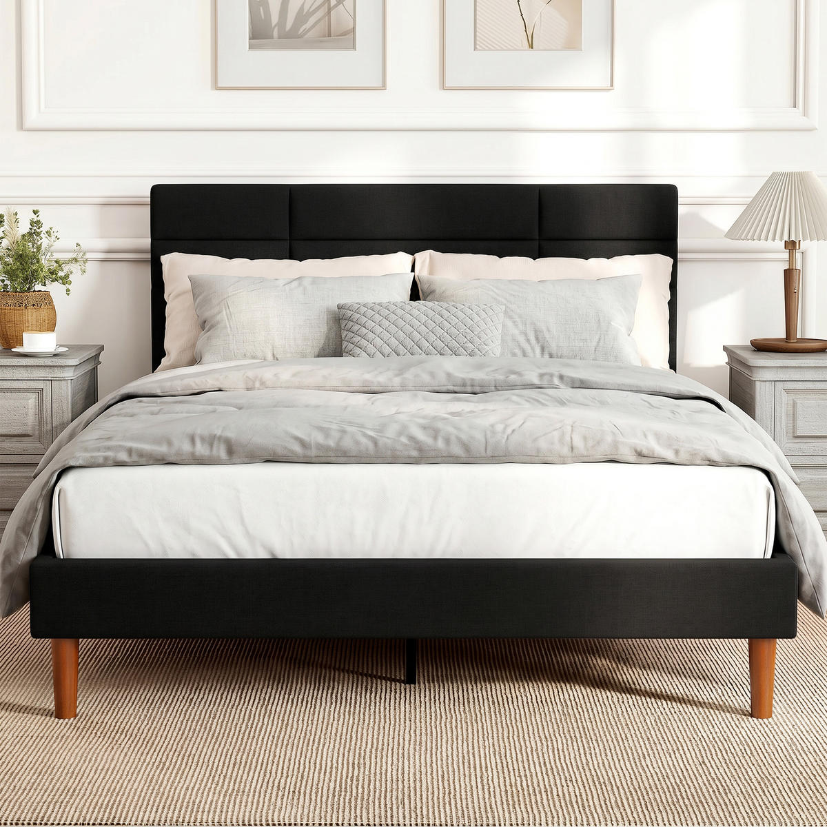 BETT Schwarz 207/141/86 cm - Schwarz, Holz - PANGIVO
