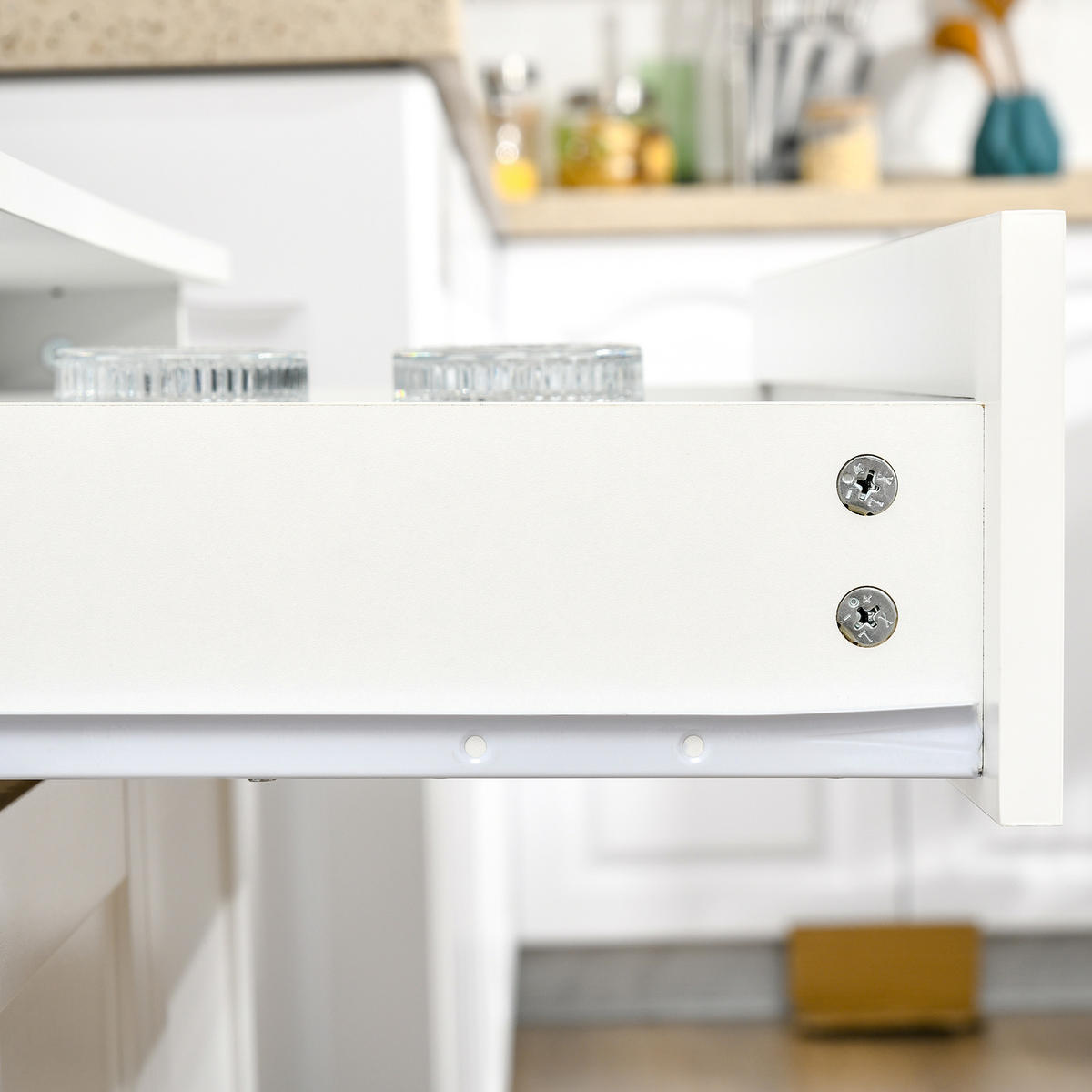 BUFFET DE-10998 2 Türen & große Schublade mit Vitrine Weiß - Weiß, Holzwerkstoff (121.92/431.8/203.2cm) - ComfortXL