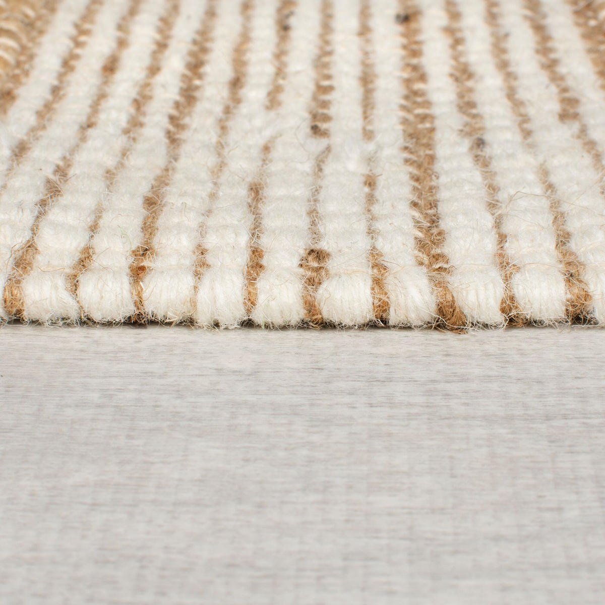 TEPPICH Hoch-Tief Struktur Gestreift, Patchwork-Optik, mit Fransen wendbar, Esszimmer schmutzabweisend Natur-Schwarz Läufer 60x230 - Beige, Textil (60/230cm) - KADIMA DESIGN
