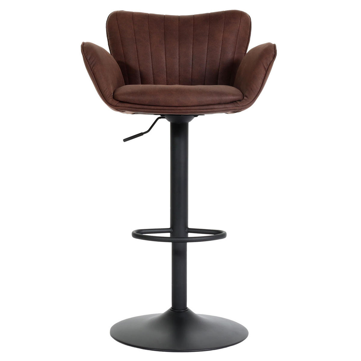 BARHOCKER 2er-Set gepolstert mit Lehne Sitzhöhe 66-90cm mit Armlehne Fußablage drehbar Stoff/Textil Eisen Dunkelbraun Fuß Schwarz - Braun, Kunststoff/Metall (50/110/45cm) - PROREGAL