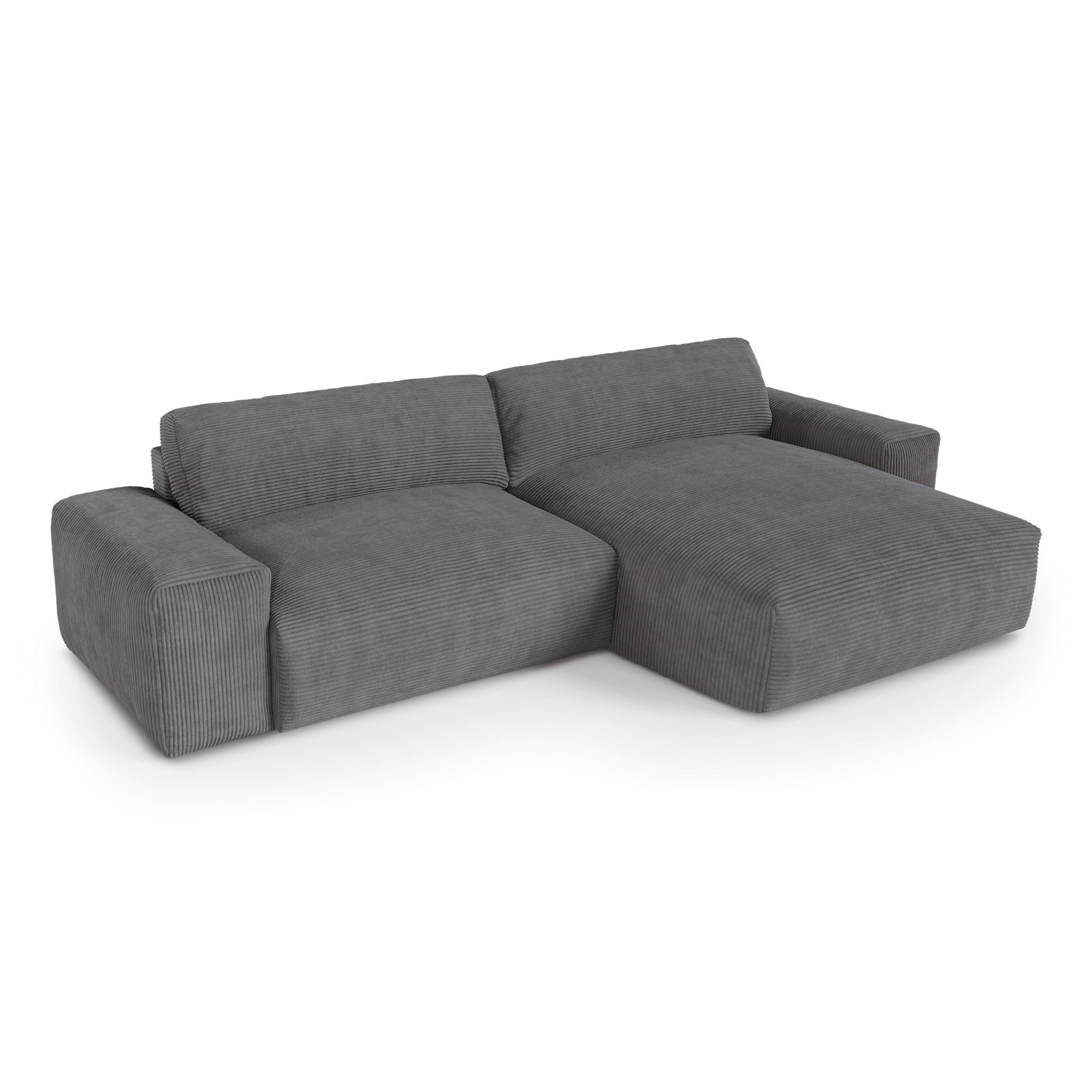 ECKSOFA RECHTS Gerippter Samt Anthrazitgrau 310cm - Dunkelgrau/Anthrazit, Textil (310/174cm) - Sia Home