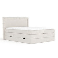 BOXSPRINGBETT Rosabel Hellbeige 200/200 cm mit Matratze und Topper - Beige/Schwarz, Holz/Holzwerkstoff (200/200cm) - Maison de Reve