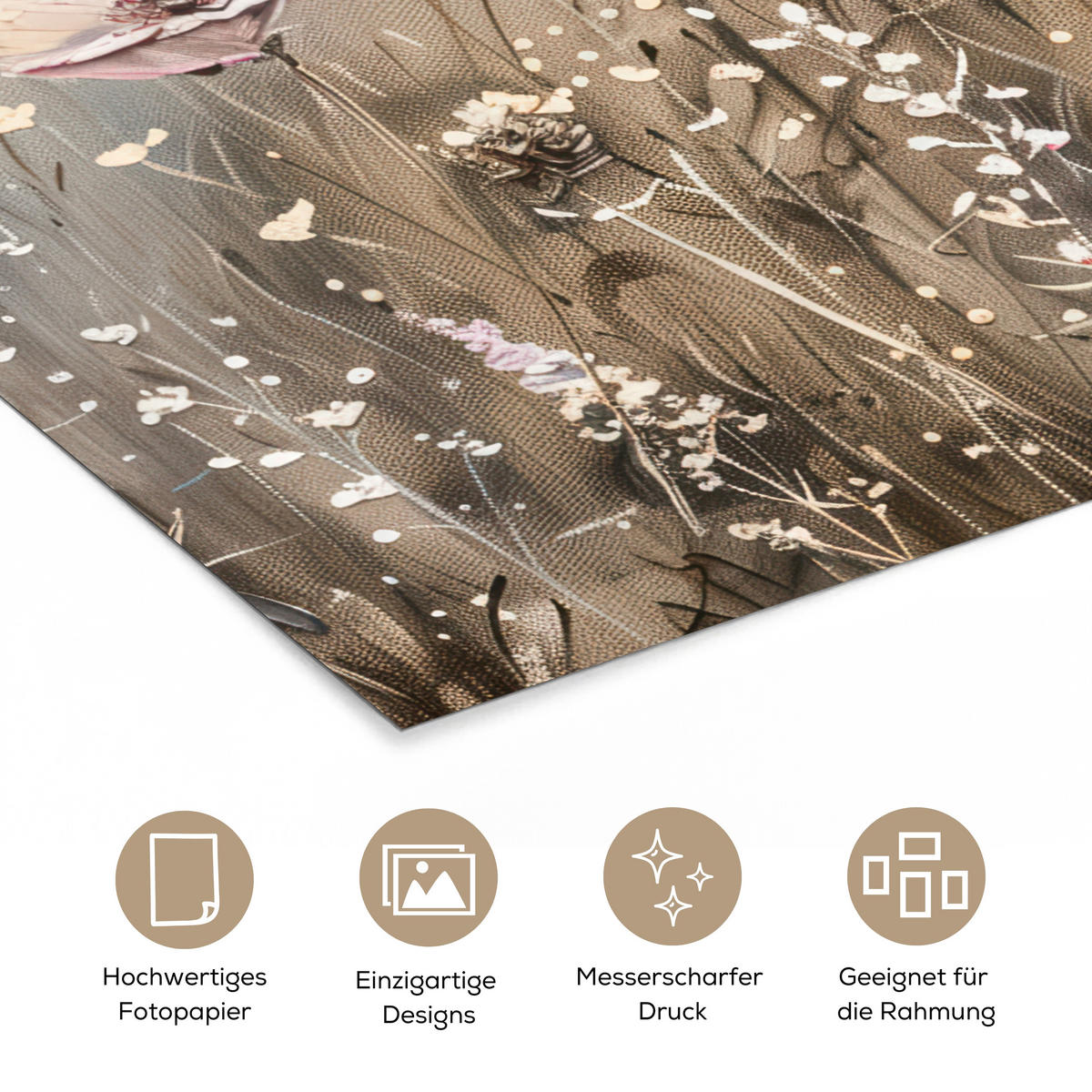 POSTER Blumen - Rosa - Modern - Beige 80x120 cm - Beige, Papier (80/120/0.1cm) - MuchoWow