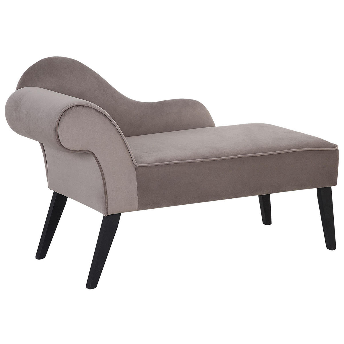 CHAISELONGUE Samtstoff taupe linksseitig Biarritz - Grau, Textil (116/77/56cm) - Beliani