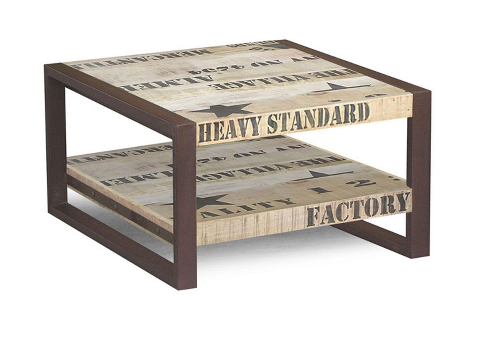 COUCHTISCH Mango 60x60x40 natur bedruckt FACTORY #125 - Braun, Holz (60/60/40cm) - Massivmoebel24