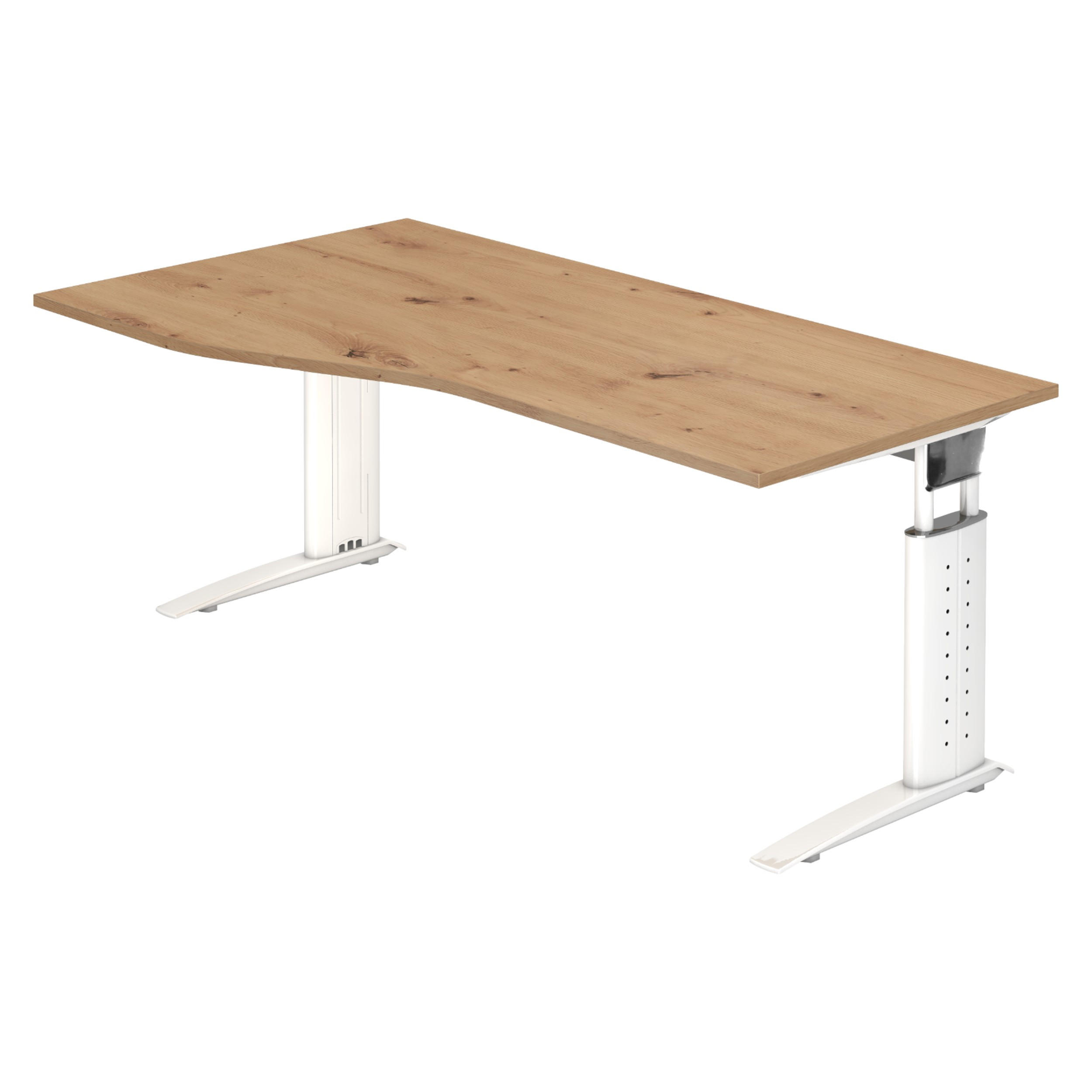 bümö Schreibtisch Wildeiche, Weiß 180x74x100 cm