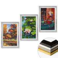 WANDBILDER 3er Set - 40x60 cm Silberner Rahmen - Herbstfarbene Lilienterrasse - Silberfarben, Kunststoff (40/60cm) - ArtPrintCave
