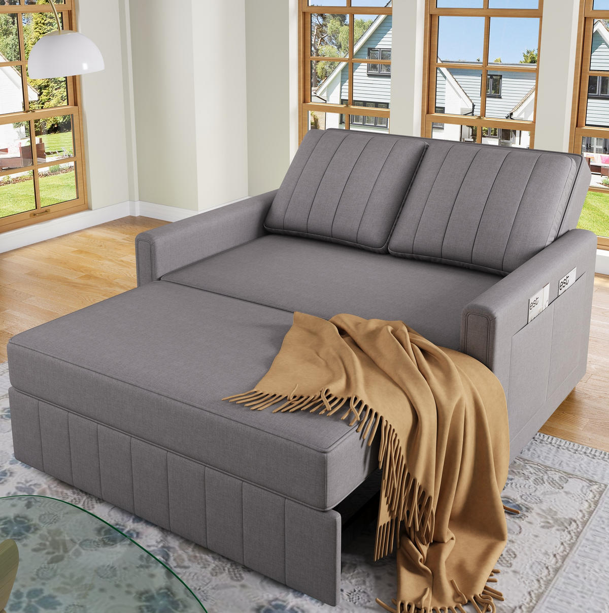 SOFA multifunktional mit Schlaffunktion Leinen Antique Gray 127/75/94 cm - Grau, Kunststoff (127/94/75cm) - OKWISH