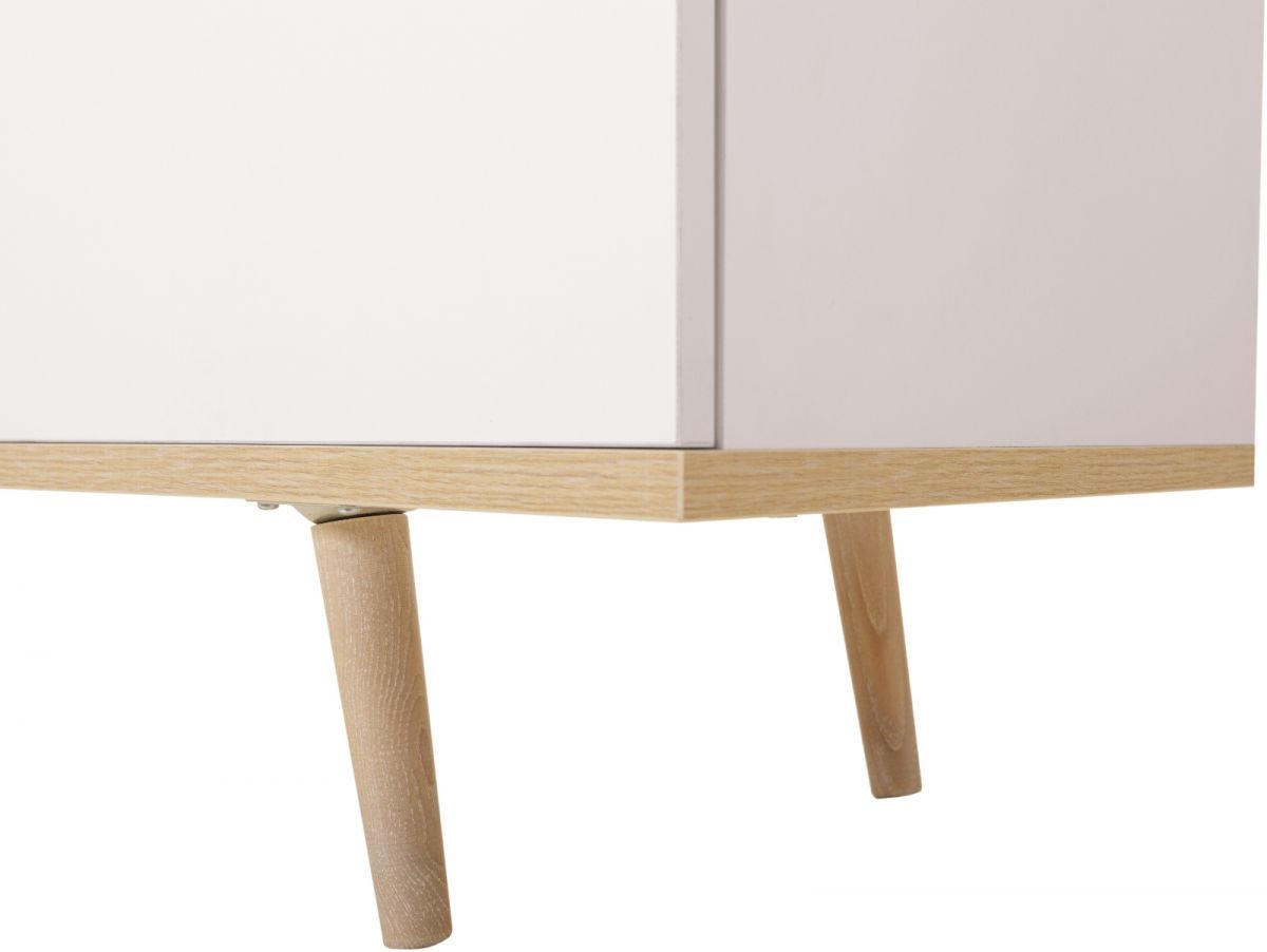 KLEIDERSCHRANK weiß matt, Eiche Sonoma massiv 90 x 180 cm, Drehtürenschrank skandinavisch - Chromfarben/Eichefarben, Holz/Holzwerkstoff (90/180/55cm) - Furn.Design