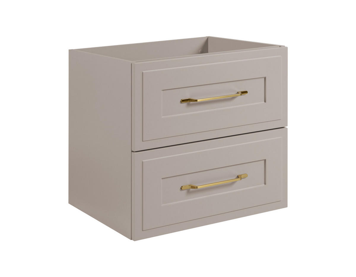 WASCHBECKENUNTERSCHRANK im klassischen Stil, Kaschmir, 60 x 57 x 46 cm - Beige/Goldfarben, Holzwerkstoff (60/57/46cm) - 3XE LIVING