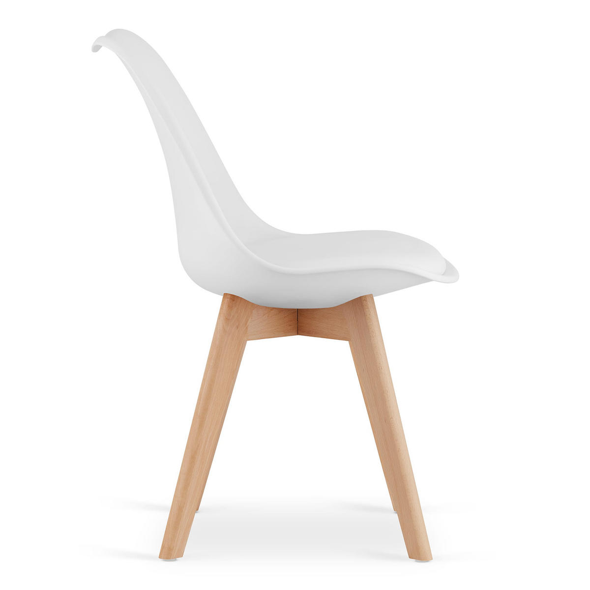 STUHL DOZZA 6-er Set, Weiß Kissen aus Kunstleder - Weiß, Holz/Kunststoff (49/82/43cm) - Komodee