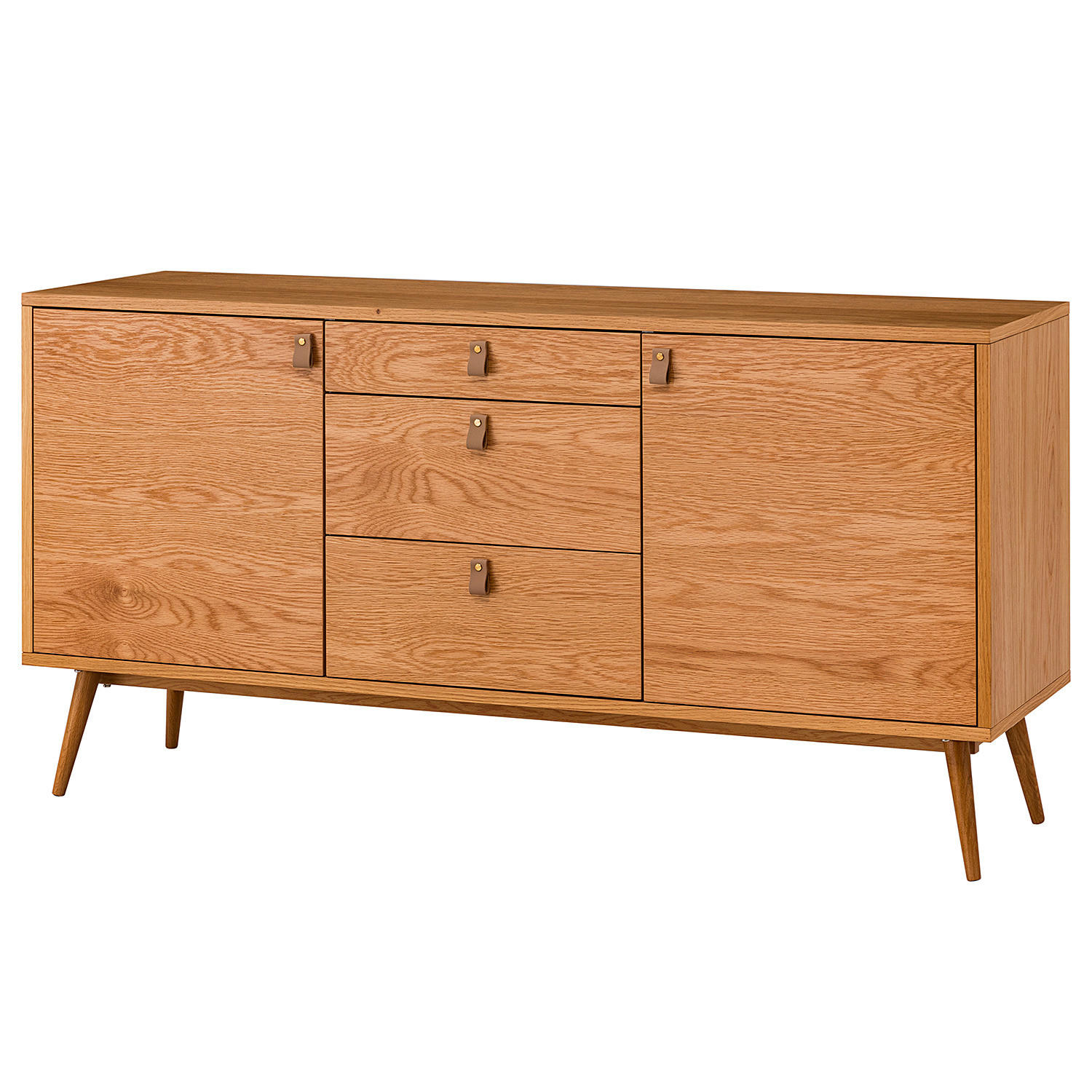 SIDEBOARD - Echtholzfurnier Eiche - Braun, Holzwerkstoff (150/75/40cm) - home24