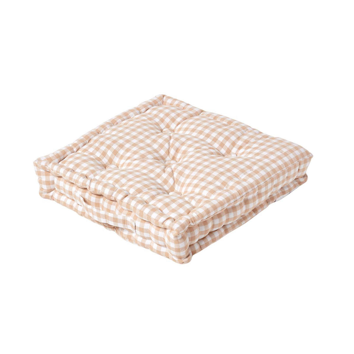 SITZKISSEN beige kariert 50/50/10 cm – Bodenkissen Vichy-Karo - Beige, Textil (50/50/10cm) - Homescapes