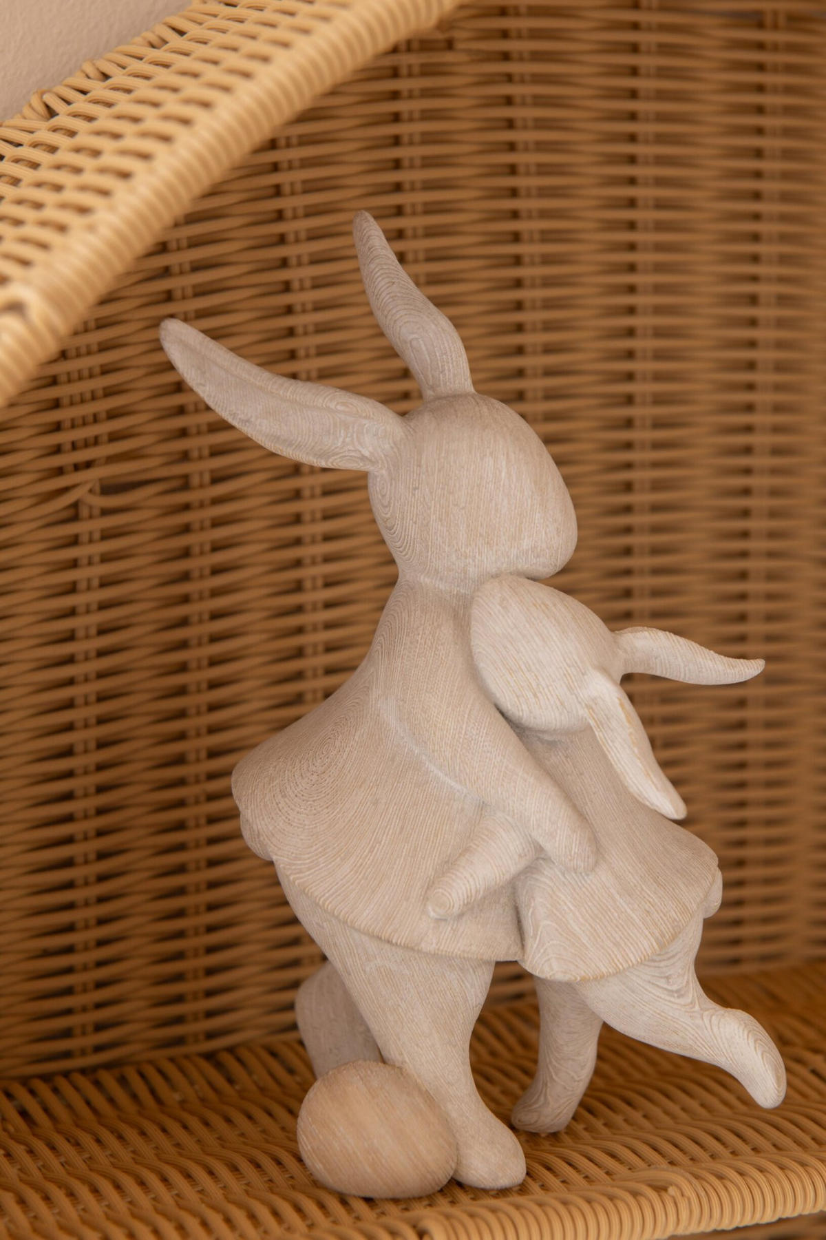 DEKO KANINCHEN KUSCHEL (2ER SET) - Beige, Glas/Naturmaterialien (7.5/18/11cm) - J-Line