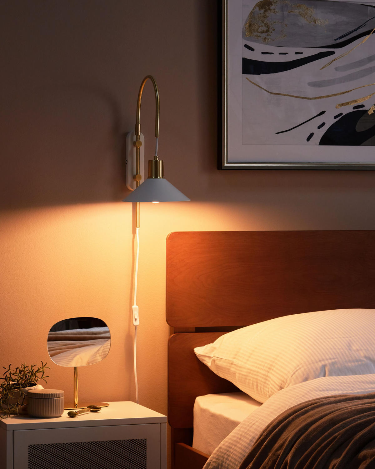 WANDLAMPE Weiß/Gold Sissa - Goldfarben/Weiß, Metall (20/44/35cm) - Beliani