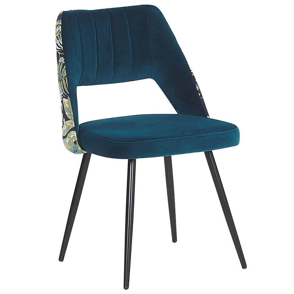 ESSZIMMERSTUHL 2er-Set Samtstoff Blau Ansley - Blau, Textil/Metall (50/79/43cm) - Beliani