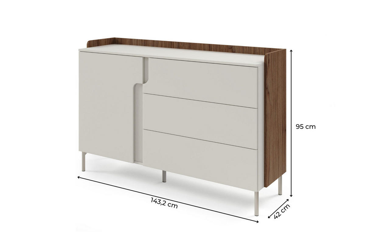KOMMODE PAURO 07 143/95/42 cm in Walnuss Alba / Kaschmir - Kaschmir/Walnussfarben, Holzwerkstoff (143/95/42cm) - Deine Möbel 24