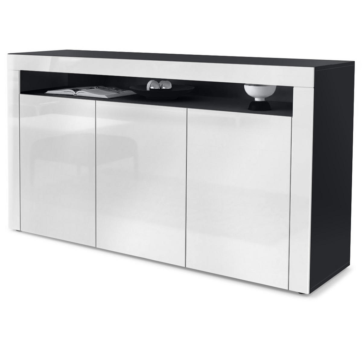 SIDEBOARD Valencia Weiß Hochglanz / Weiß Hochglanz - Weiß Hochglanz, Holzwerkstoff (155/92/40cm) - Vladon