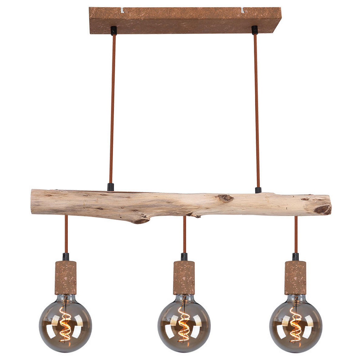 HÄNGELEUCHTE Holzoptik Braun Matt - Braun, Holz (60/8.5/140cm) - Globo Lighting