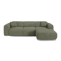 ECKSCHLAFSOFA Texturierter Samt Salbeigrün 283cm - Grün, Textil (283/180cm) - Sia Home