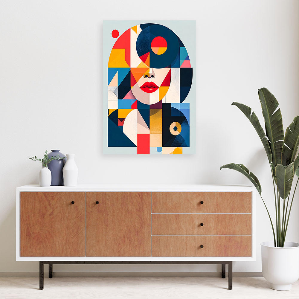 LEINWANDBILD Abstraktion Frau Bauhaus 70x100cm - Multicolor, Textil (70/100cm) - Feeby