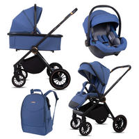 KINDERWAGEN Castor 3in1 Sapphire Babywanne, Buggy Sportsitz, Babyschale I-Size - Blau/Schwarz, Textil/Metall (58/99cm) - BabyLux