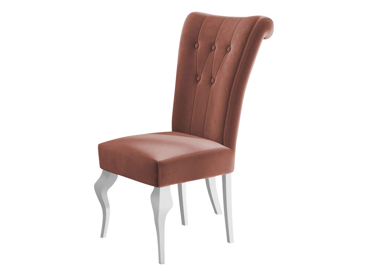 POLSTERSTUHL Frigene 01 - Weiß/Rosa, Holz/Textil (52/100/70cm) - MIRJAN24