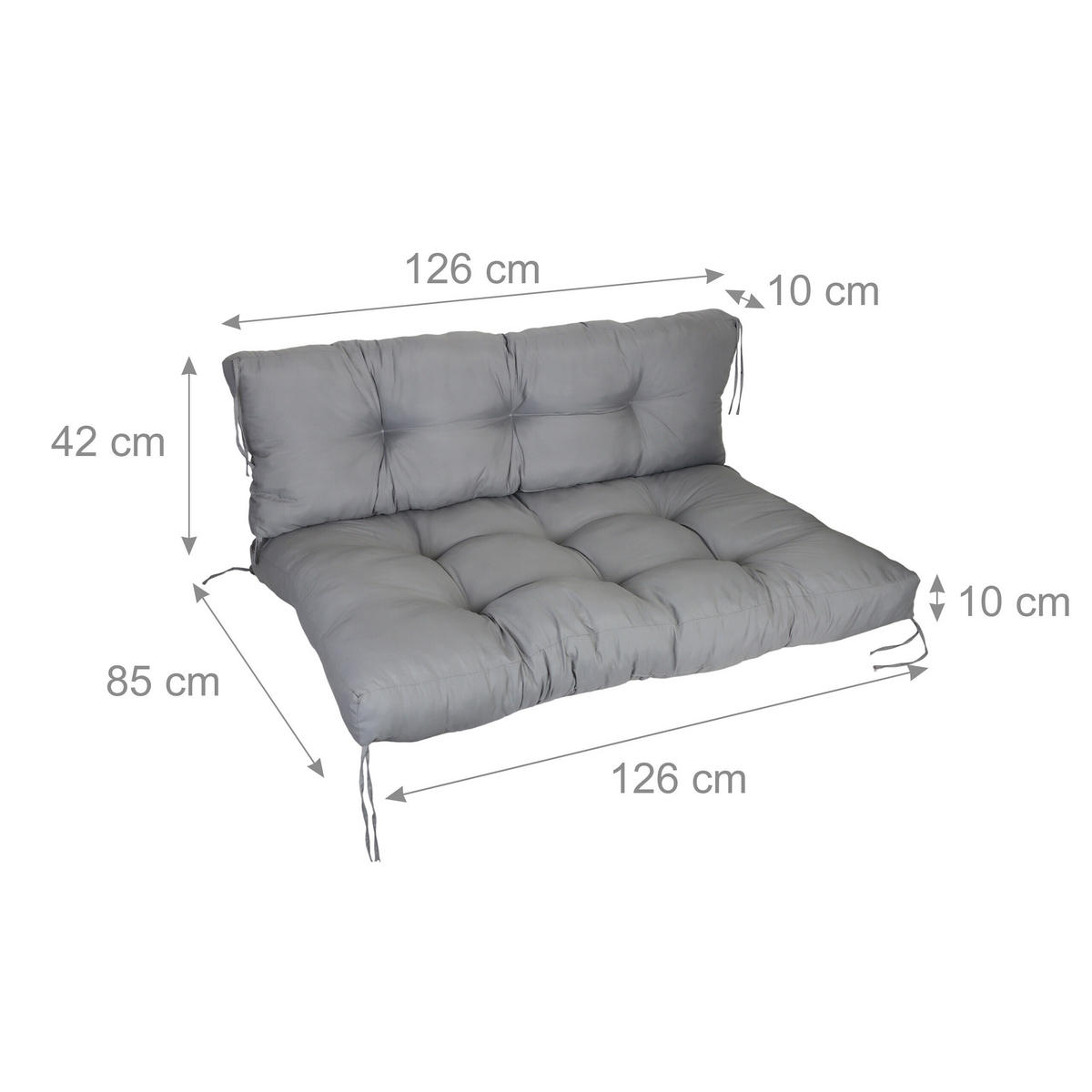 POLŠTÁŘE Šedá 2ks-set pro paletu 120x80 cm - šedá, textil/plast (80/12/120cm) - Relaxdays