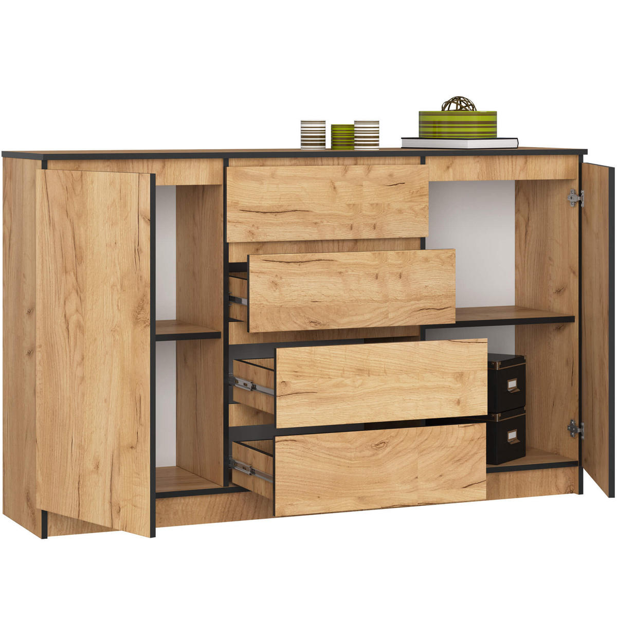KOMMODE Eiche Craft 99/160/40 - Eiche Wotan, Holzwerkstoff (160/99/40cm) - RAUMHIRSCH FURNITURE