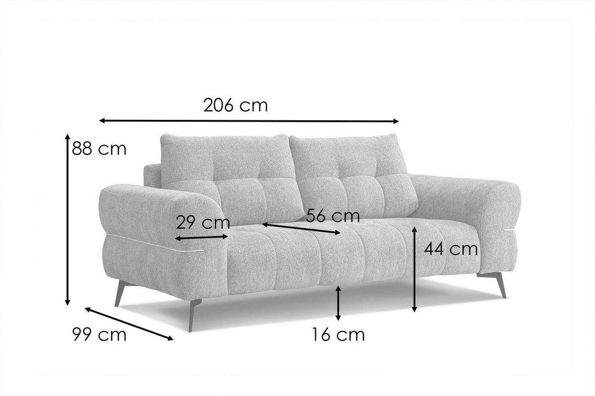 SOFA SALVINI 2,5-Sitzer, hellgrau - Hellgrau/Schwarz, Holzwerkstoff/Textil (176/88/99cm) - Courtois Laville