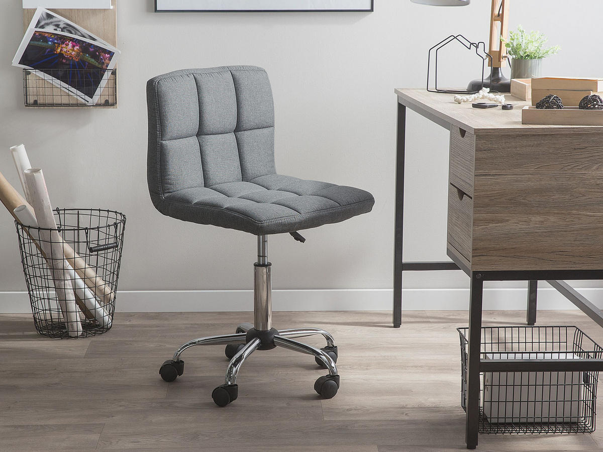 BÜRODREHSTUHL Polyester Grau Marion - Grau, Textil/Metall (44/79/38cm) - Beliani