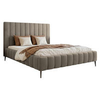 POLSTERBETT Fiarro mit Metallfüßen, Graubeige, Velours, 180x200 cm - Taupe, Textil/Metall (180/200cm) - Selsey