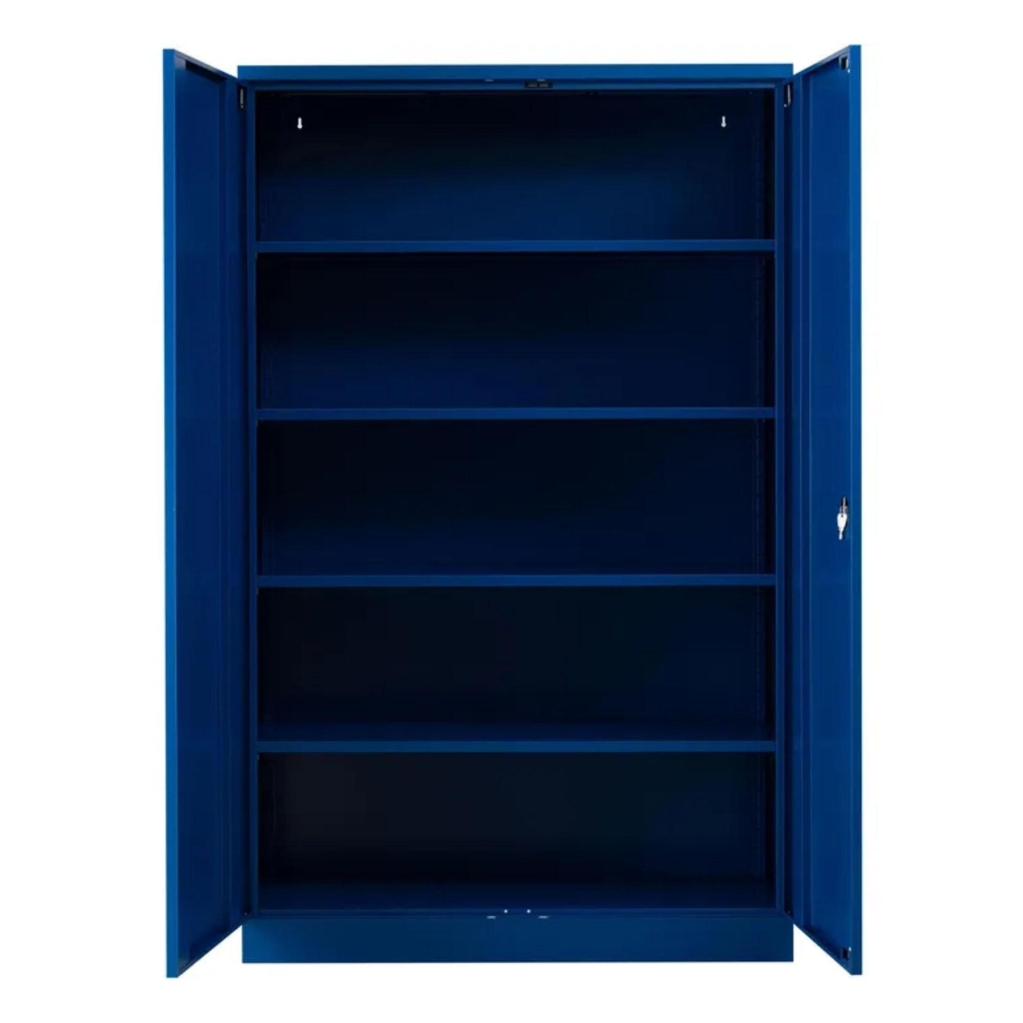 STAHLSCHRANK Bee mit 9 lackierten Fachböden 195x120x42 cm Korpusfarbe Enzianblau Frontfarbe Enzianblau - Blau, Metall (120/195/42cm)
