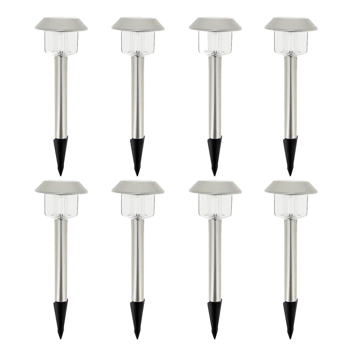 SOLARLEUCHTEN 8er-set zum einstecken ALESIA grau - Grau, Metall (13/13/39cm) - Lumisky