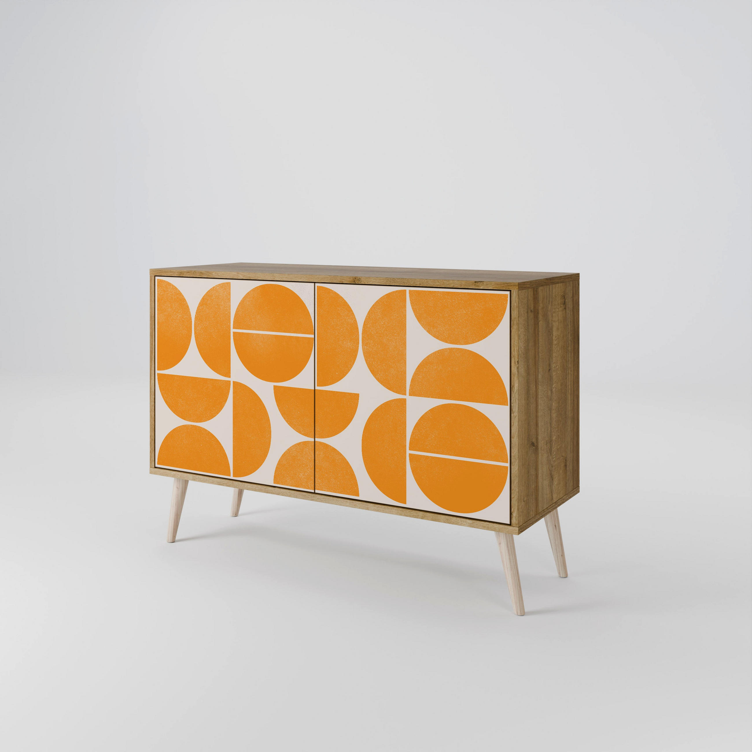 SIDEBOARD RECURRING DREAMS, Eicheneffekt, 111x42x77,5 cm, 2 Türen - Eichefarben/Buchefarben, Holzwerkstoff/Buchenholz (111/77.5/42cm) - SpaceRebels