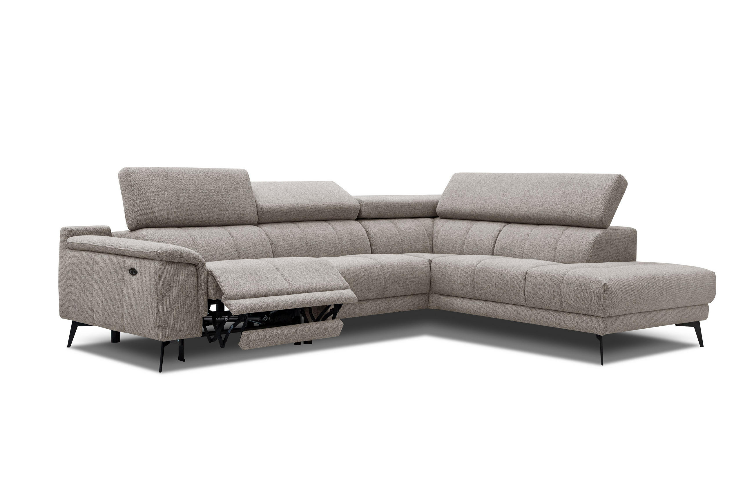 ECKSOFA FIERO 5-Sitzer mit 1 Relaxfunktion, taupe - Taupe, Holzwerkstoff/Textil (290/228cm) - Courtois Laville