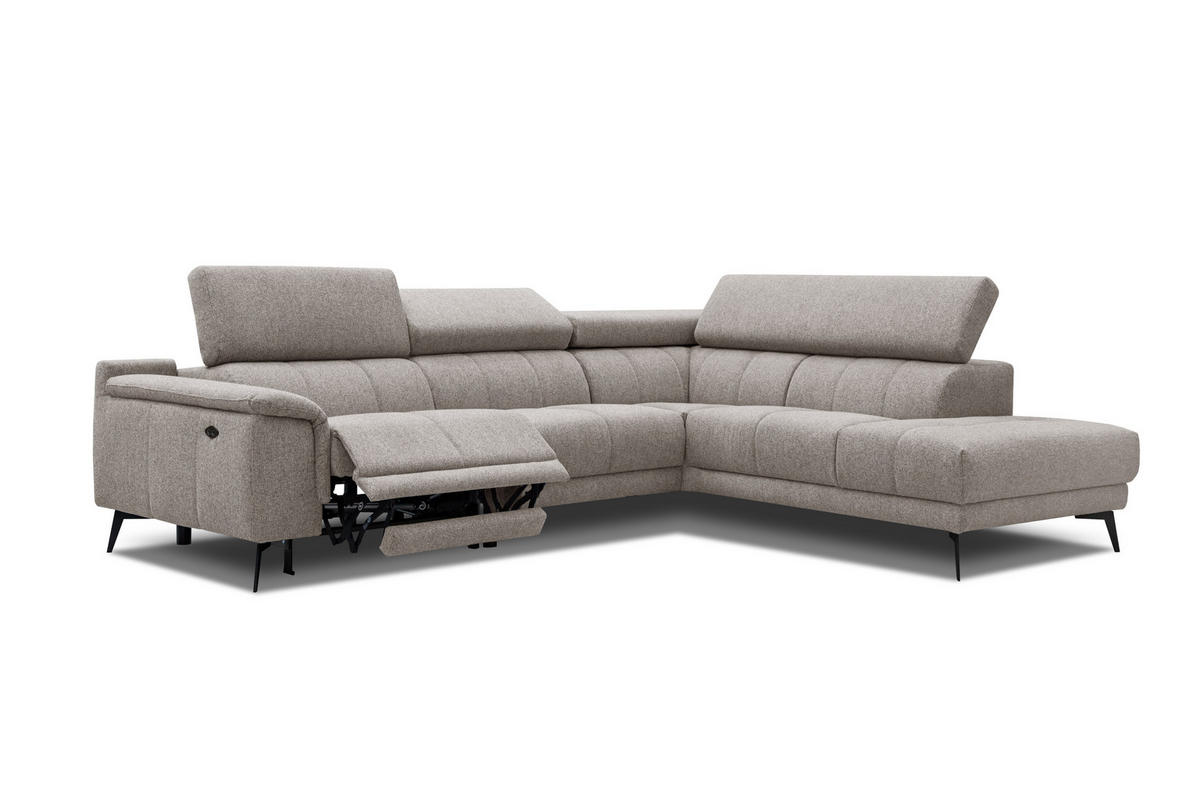 ECKSOFA FIERO 5-Sitzer mit 1 Relaxfunktion, taupe - Taupe, Holzwerkstoff/Textil (290/228cm) - Courtois Laville