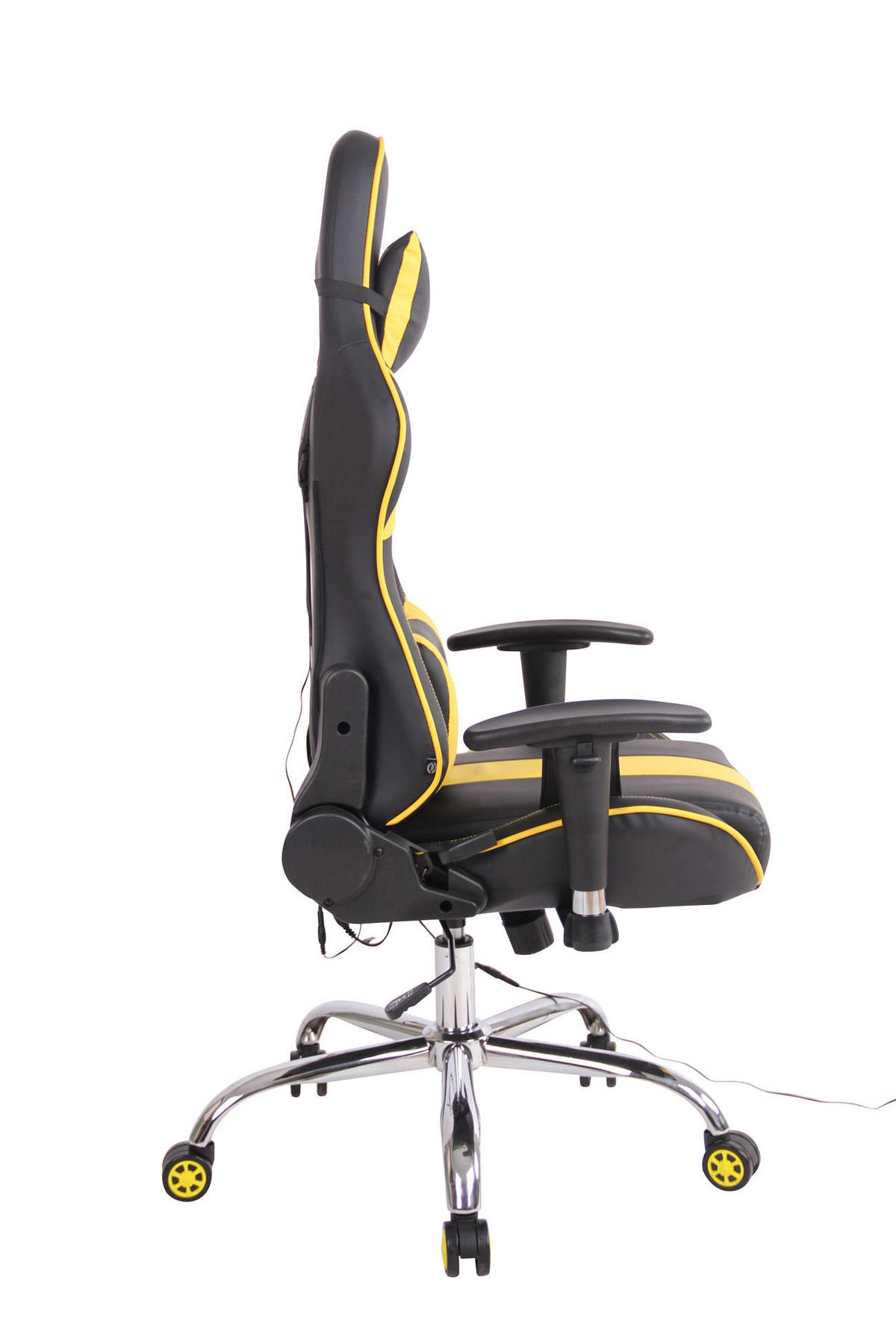 CHEFSESSEL Lederlook schwarz/gelb - Gelb/Schwarz, Textil/Metall (67/128/51cm) - CLP