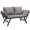 RATTAN-LOUNGESOFA Sintra,157 x 61 x 89 cm,hellgrau/schwarz - Hellgrau/Schwarz, Kunststoff/Textil (157/89/61cm) - tectake