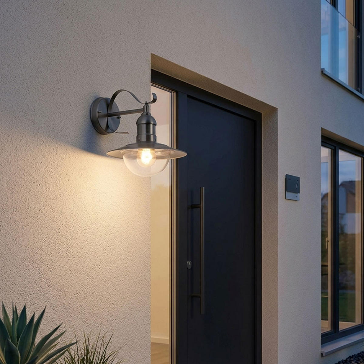 WANDELAMPE Edelstahl Silber Landhaus Stil - Silberfarben, Metall (27.2/24/25.6cm)