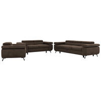 SEDACÍ SOUPRAVA PETER 1+2+3 - Hnědá Samet - černá/hnědá, kov/textil (262/76/99cm) - MKS