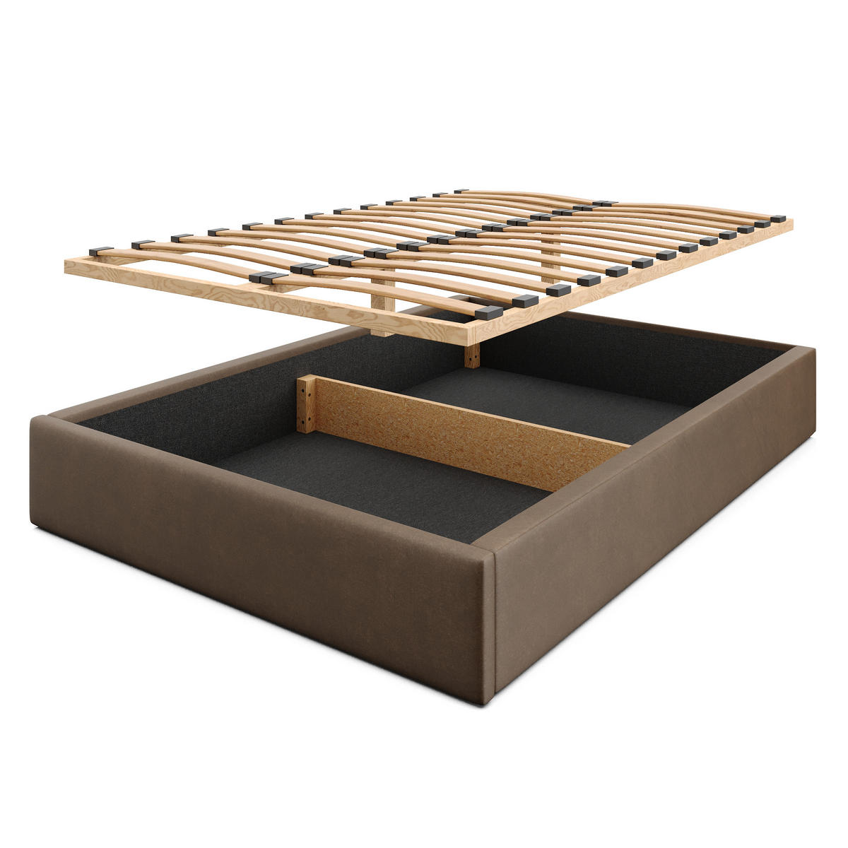 POLSTERBETT 140x200cm Bett mit Stauraum Lattenrost Braun - Braun, Holz/Holzwerkstoff (140/200cm) - Muralo