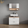 BADMÖBEL-SET Ronco Weiß Hochglanz/Goldkraft Eiche 2 Teile, Unterschrank 80 cm - Weiß Hochglanz/Eiche Wotan, Holzwerkstoff (80/58/41cm) - Livinity®