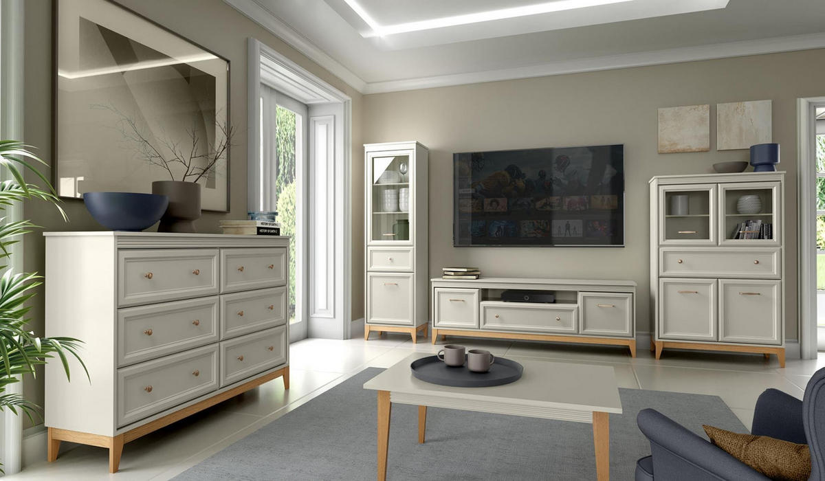 KLEIDERSCHRANK Windsor Kaschmir, Dreitürige mit Schublade - Kaschmir, Holzwerkstoff (92/193/55cm) - Bettso